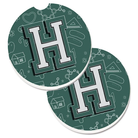 Carolines Treasures Letter H Back to School Initial  Cup Holder Car Coaster, PK2 CJ2010-HCARC
